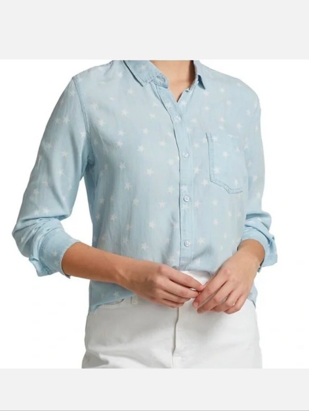 Rails Dana Light Blue Star-Print Button-Up Shirt